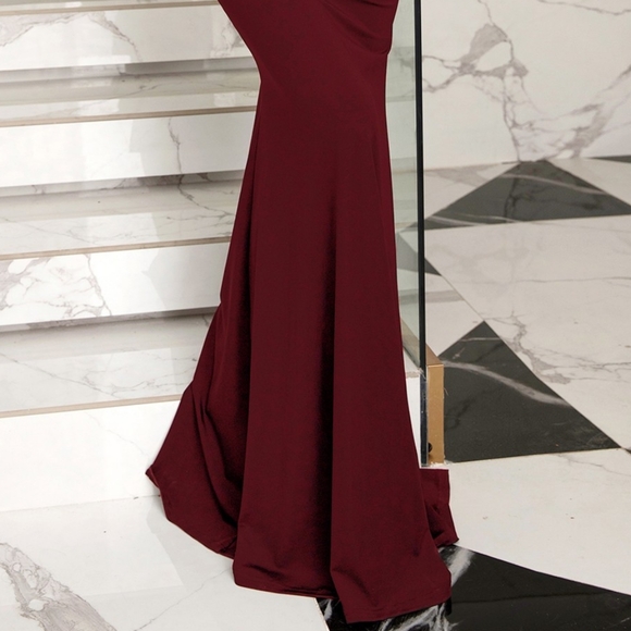 Moonlit Glam Rhinestone Dress - Burgundy - Picture 6 of 8